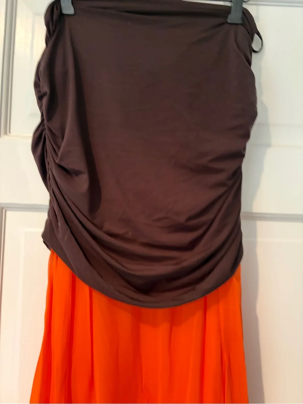 Sheer  Brown Waist & Orange Skirt Mesh Tory Burch Runway 4 Spring 23
